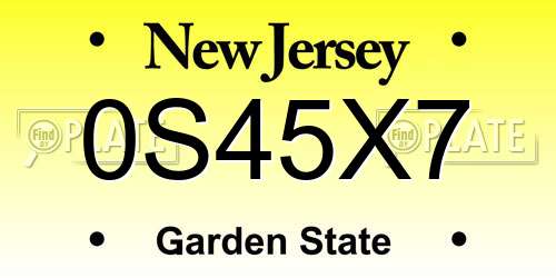 0S45X7 New Jersey License Plate