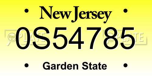 0S54785 New Jersey License Plate
