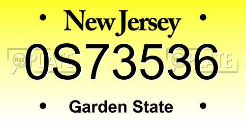 0S73536 New Jersey License Plate