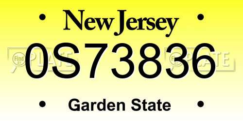 0S73836 New Jersey License Plate
