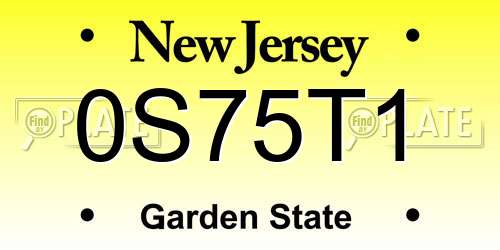 0S75T1 New Jersey License Plate