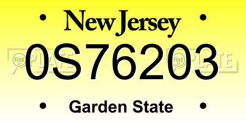0S76203 New Jersey License Plate