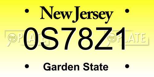 0S78Z1 New Jersey License Plate