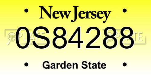 0S84288 New Jersey License Plate