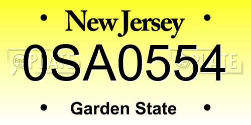 0SA0554 New Jersey License Plate
