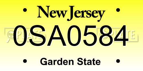 0SA0584 New Jersey License Plate