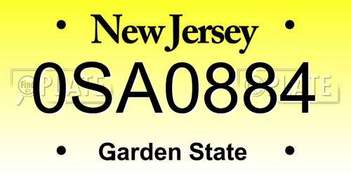 0SA0884 New Jersey License Plate