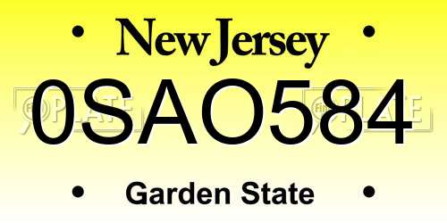 0SAO584 New Jersey License Plate