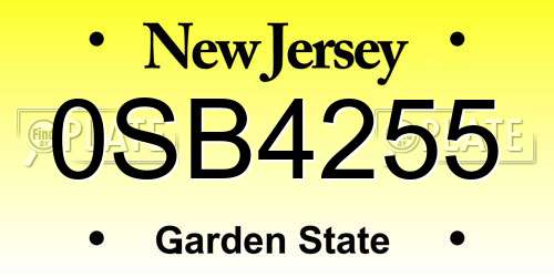 0SB4255 New Jersey License Plate