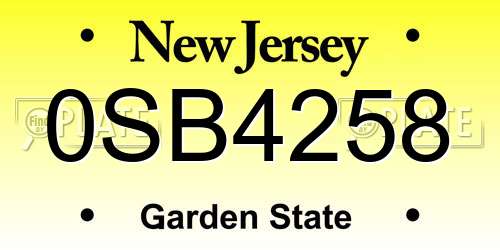0SB4258 New Jersey License Plate