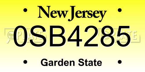 0SB4285 New Jersey License Plate