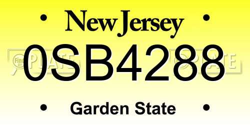 0SB4288 New Jersey License Plate