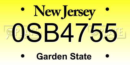 0SB4755 New Jersey License Plate