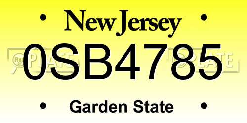 0SB4785 New Jersey License Plate
