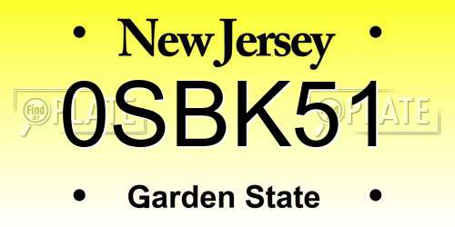 0SBK51 New Jersey License Plate