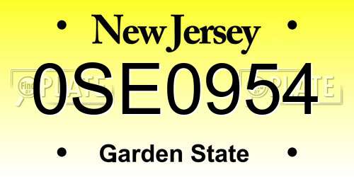 0SE0954 New Jersey License Plate