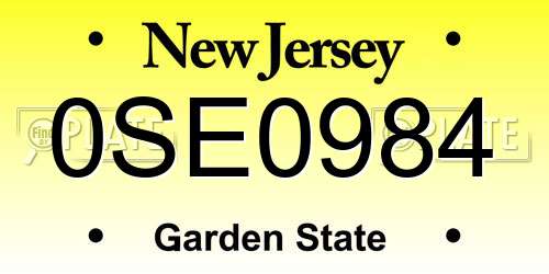 0SE0984 New Jersey License Plate
