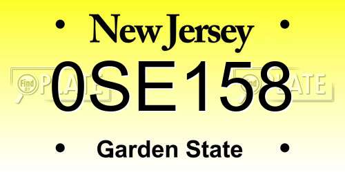 0SE158 New Jersey License Plate