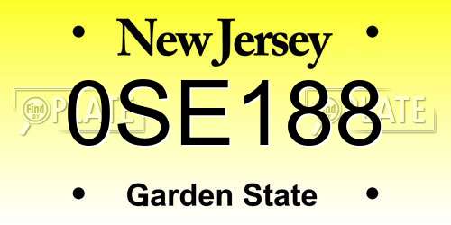 0SE188 New Jersey License Plate