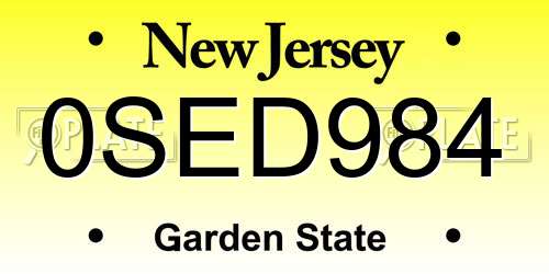 0SED984 New Jersey License Plate