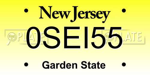 0SEI55 New Jersey License Plate