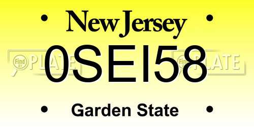 0SEI58 New Jersey License Plate
