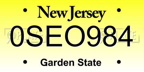 0SEO984 New Jersey License Plate