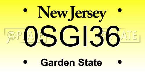 0SGI36 New Jersey License Plate
