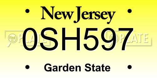 0SH597 New Jersey License Plate