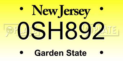 0SH892 New Jersey License Plate