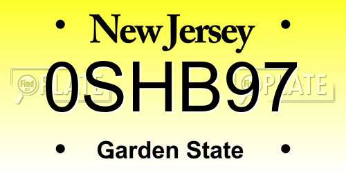 0SHB97 New Jersey License Plate