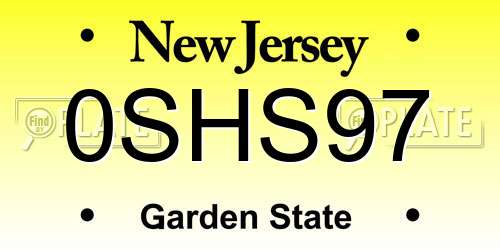 0SHS97 New Jersey License Plate