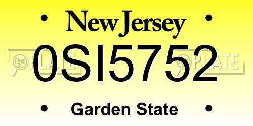 0SI5752 New Jersey License Plate