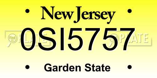 0SI5757 New Jersey License Plate