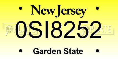 0SI8252 New Jersey License Plate