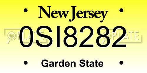 0SI8282 New Jersey License Plate
