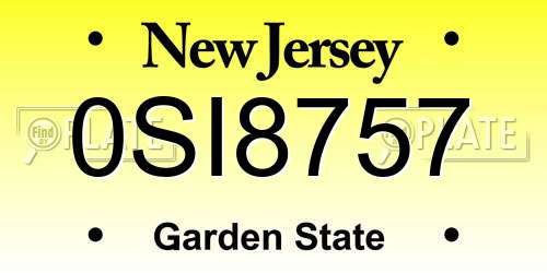 0SI8757 New Jersey License Plate