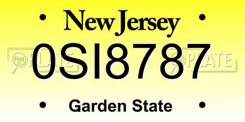 0SI8787 New Jersey License Plate
