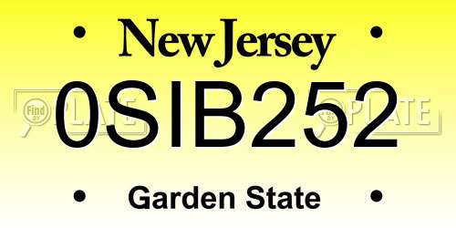 0SIB252 New Jersey License Plate