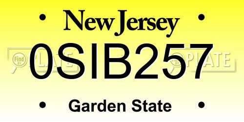0SIB257 New Jersey License Plate