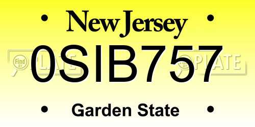 0SIB757 New Jersey License Plate