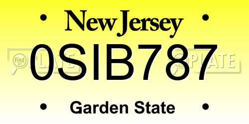 0SIB787 New Jersey License Plate