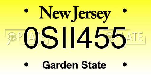 0SII455 New Jersey License Plate