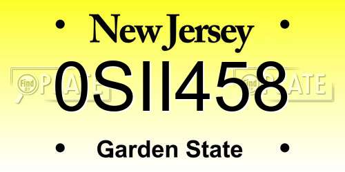 0SII458 New Jersey License Plate