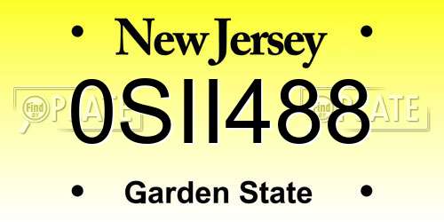 0SII488 New Jersey License Plate