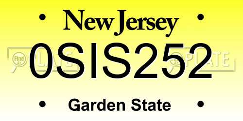 0SIS252 New Jersey License Plate