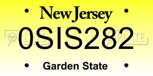 0SIS282 New Jersey License Plate
