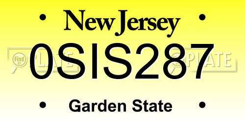 0SIS287 New Jersey License Plate