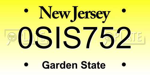 0SIS752 New Jersey License Plate