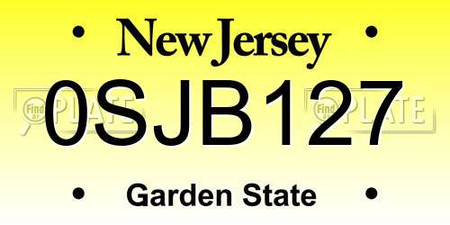 0SJB127 New Jersey License Plate